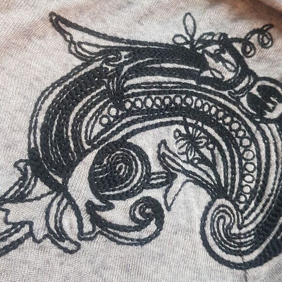 Phanuel Embroidered Wool Blend Open Front Cardigan S Lagenlook Fall - Picture 2 of 9